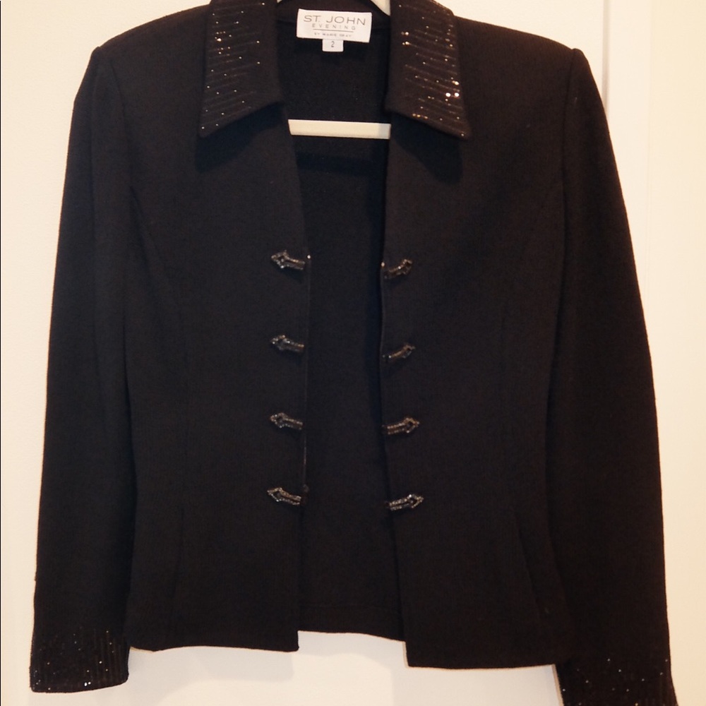 St John Evening Black Crystal Jacket sz 2
